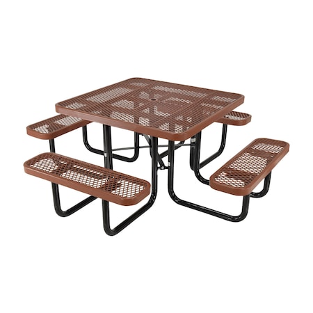 Vestil Square Picnic Table, Brown, Expandable Metal, 80.5 in L PT-MX-ST-46-BN